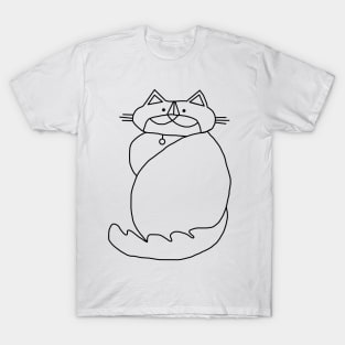 Kevin the Cat Black Line Drawing T-Shirt